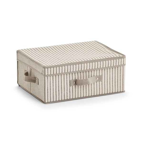 Aufbewahrungsbox m. Deckel "Stripes", Vlies, beige