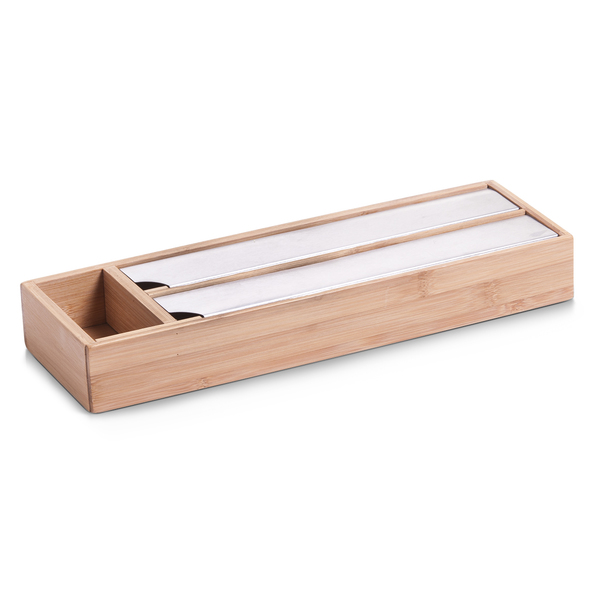 Folien-Aufbewahrungs-/Abreiß-Box, Bambus/Edelstahl