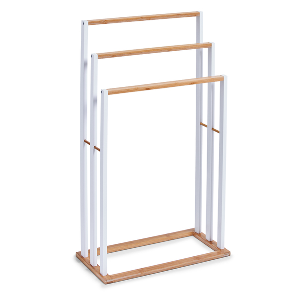 Handtuchständer, MDF/Bambus, weiß