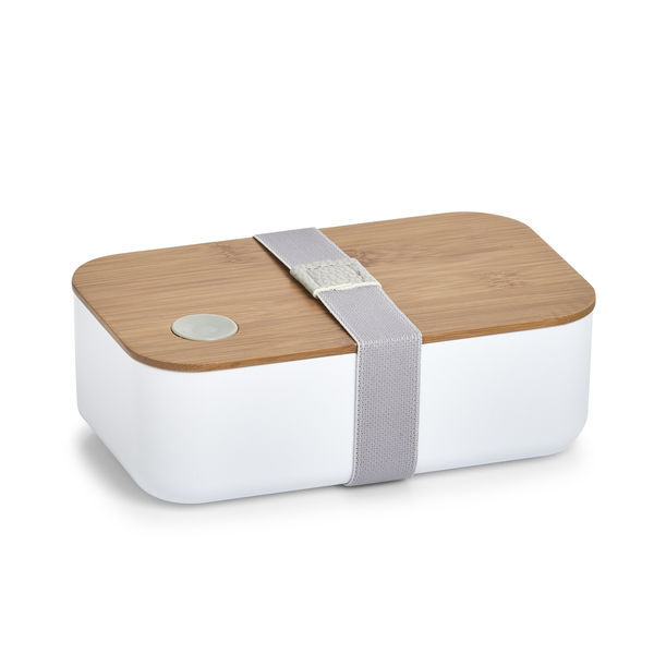 Lunch Box, Kunststoff/Bambus, weiß