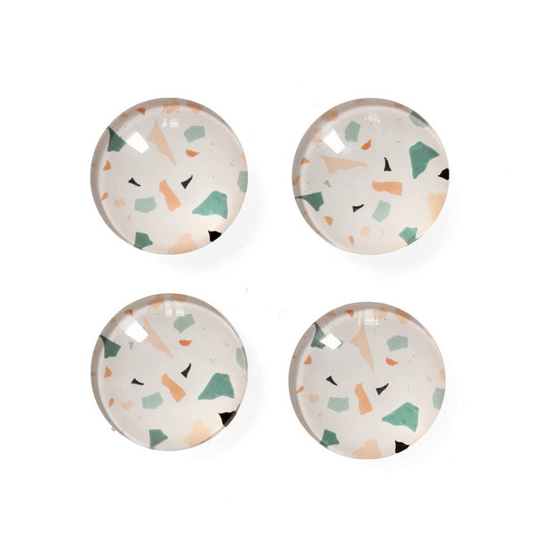 Magnet-Set "Terrazzo", 4-tlg., Kunststoff/Glas