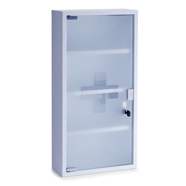 Medizinschrank, Metall/Glas, weiß