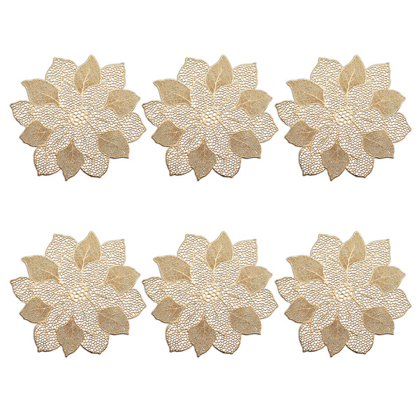 Platzset "Flower", 6er Set, Kunststoff, gold