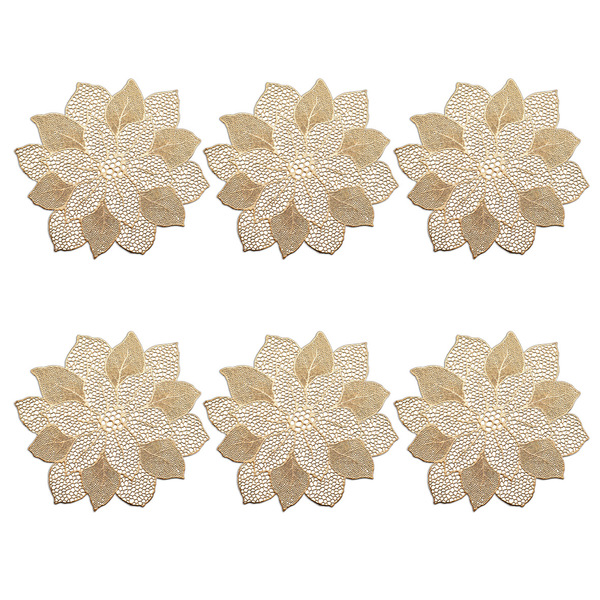 Platzset "Flower", 6er Set, Kunststoff, gold