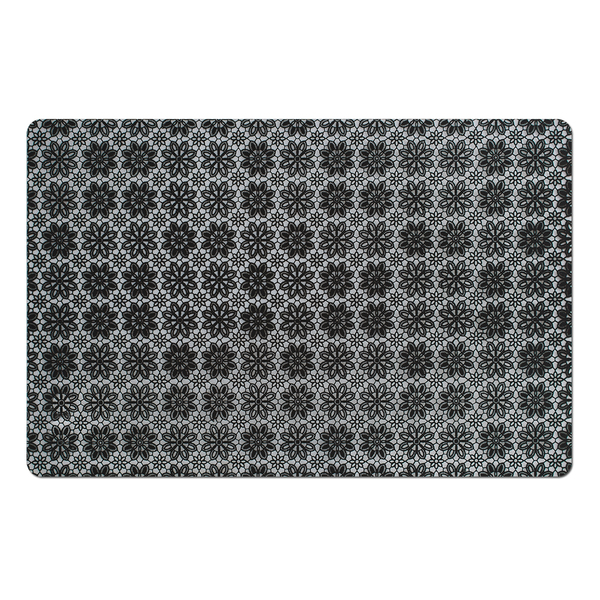 Platzset "Flowers", Kunststoff, schwarz