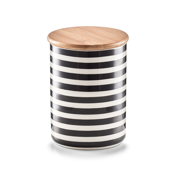 Vorratsdose m. Bambusdeckel "Stripes", Keramik