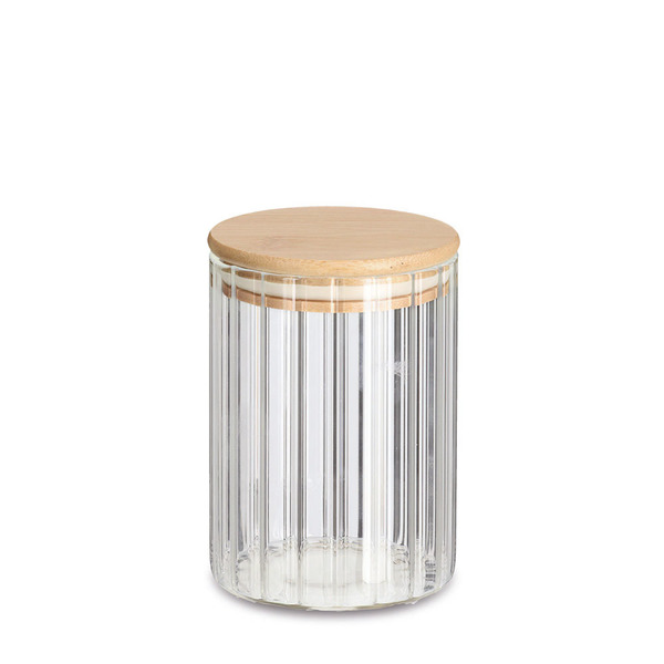 Vorratsglas "Rillen" m. Bambusdeckel, 610 ml