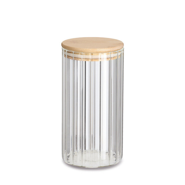Vorratsglas "Rillen" m. Bambusdeckel, 850 ml