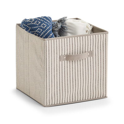 Aufbewahrungsbox "Stripes", Vlies, beige