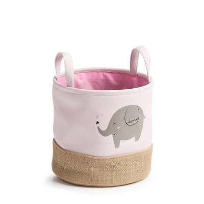 Aufbewahrungskorb "Elefant", Polyester/Jute, rosa