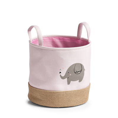 Aufbewahrungskorb"Elefant", Polyester/Jute, rosa