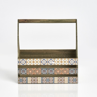 Deko-Kiste m. Griff "Mosaik", Holz