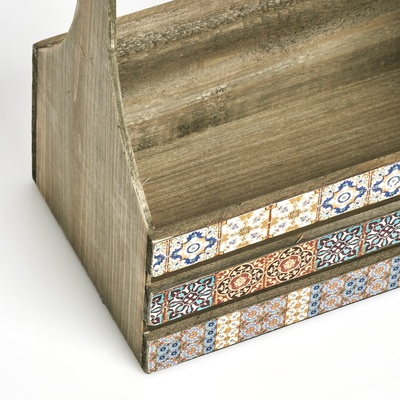 Deko-Kiste m. Griff "Mosaik", Holz