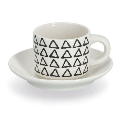 Espresso-Set, 8-tlg., Keramik, schwarz/weiß