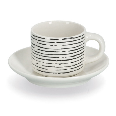 Espresso-Set, 8-tlg., Keramik, schwarz/weiß