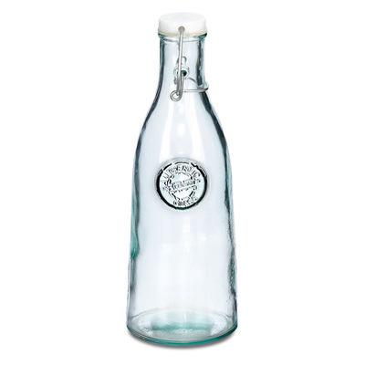 Glasflasche "Recycled" m. Bügelverschluss, 990 ml