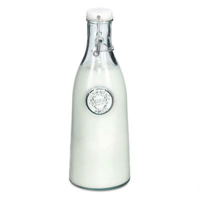 Glasflasche "Recycled" m. Bügelverschluss, 990 ml