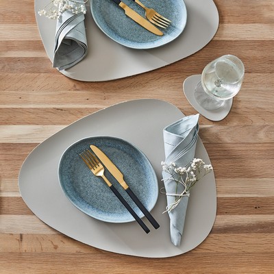 Glasuntersetzer-Set, 6-tlg., Kunstleder, beige