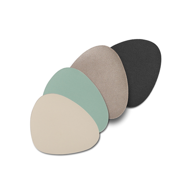Glasuntersetzer-Set, 6-tlg., Kunstleder, beige