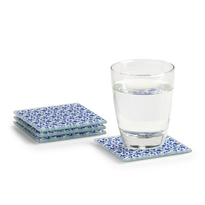 Glasuntersetzer-Set "Marokko", 4-tlg, Glas, blau/