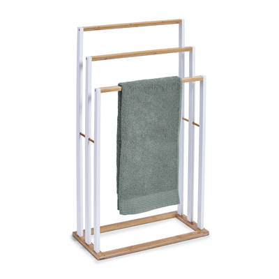Handtuchständer, MDF/Bambus, weiß