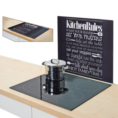 Herdblende-/Abdeckplatte "Kitchen Rules", Glas