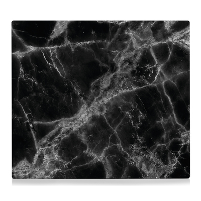 Herdblende-/Abdeckplatte "Marmor", Glas, schwarz