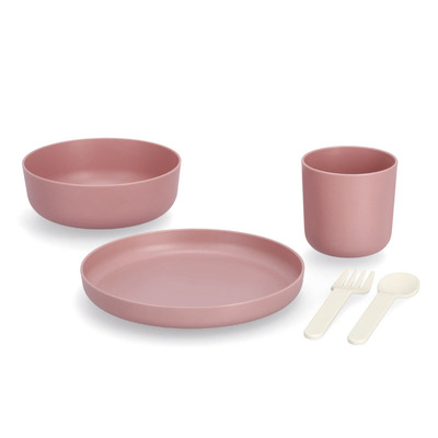 Kinder-Geschirr-Set, 5-tlg., Kunststoff, rosé