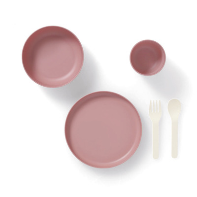Kinder-Geschirr-Set, 5-tlg., Kunststoff, rosé