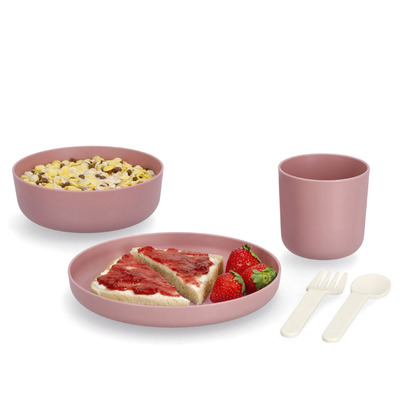 Kinder-Geschirr-Set, 5-tlg., Kunststoff, rosé