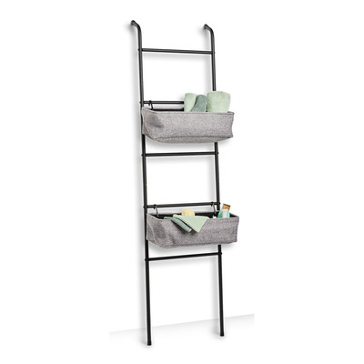 Leiter-Regal m. 2 Körben, Metall/Polyester,