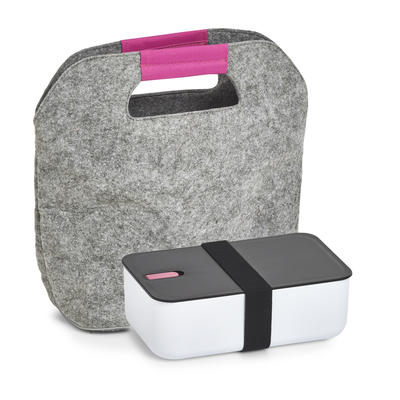 Lunch Box, Kunststoff, weiß/schwarz/pink
