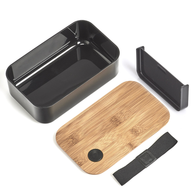 Lunch Box, Kunststoff/Bambus, schwarz