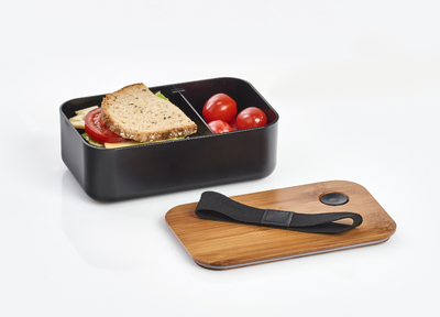 Lunch Box, Kunststoff/Bambus, schwarz