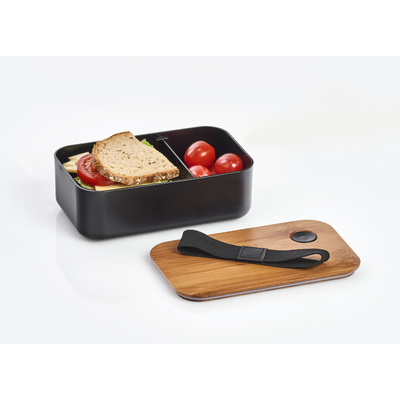 Lunch Box, Kunststoff/Bambus, schwarz