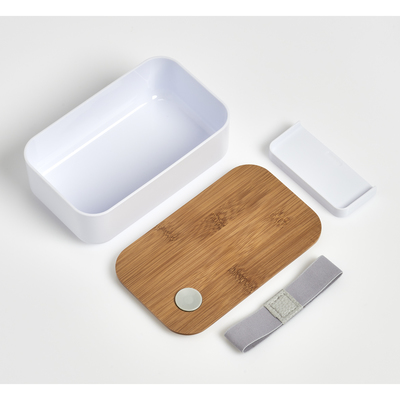 Lunch Box, Kunststoff/Bambus, weiß