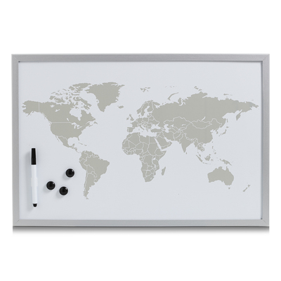 Magnet-/Schreibtafel 'World', Metall/MDF, alugrau