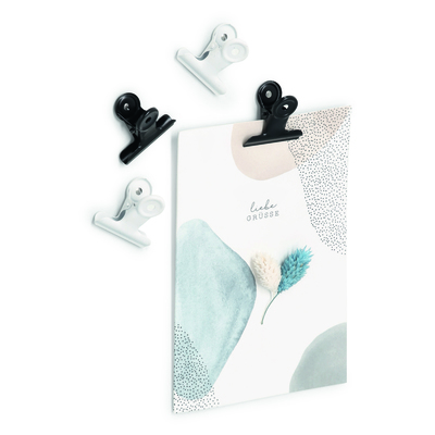 Magnet-Set "Clips", 4-tlg., Metall, schwarz/weiß