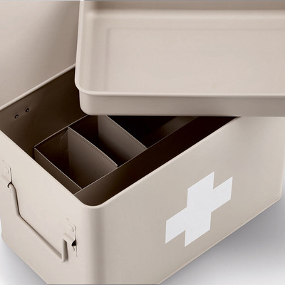 Medizinbox, Metall, beige