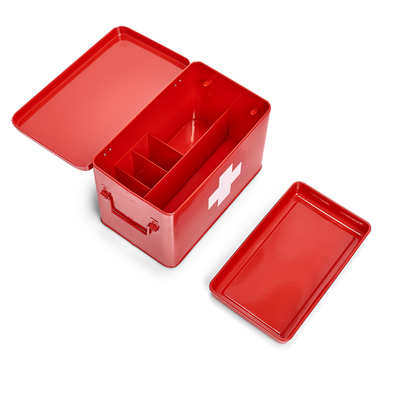 Medizinbox, Metall, rot