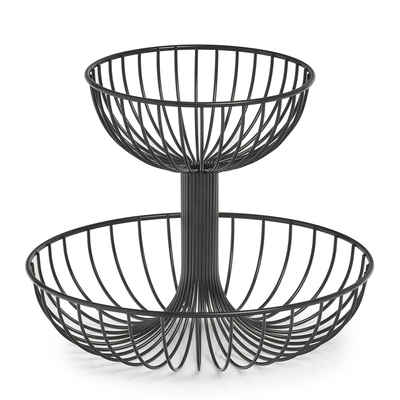 Obst-Etagere, 2-lagig, Metall, schwarz