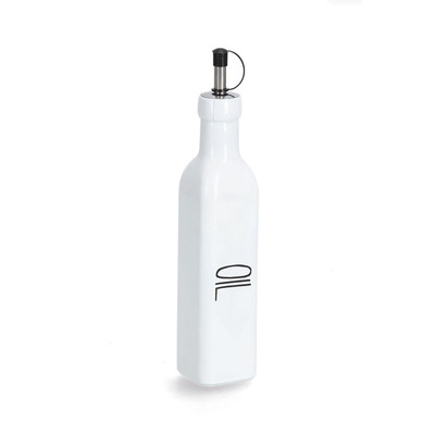 Ölflasche "Oil", 270 ml, Glas/Metall, weiß
