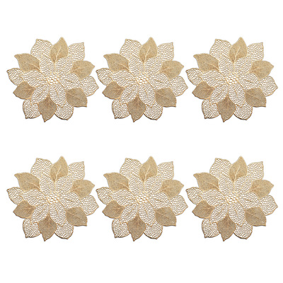 Platzset "Flower", 6er Set, Kunststoff, gold