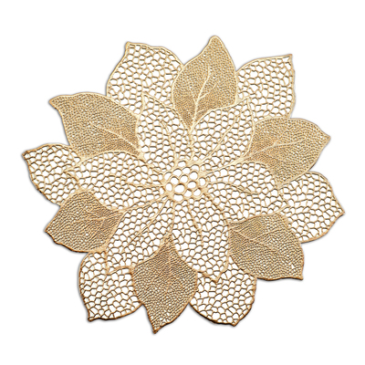 Platzset "Flower", 6er Set, Kunststoff, gold