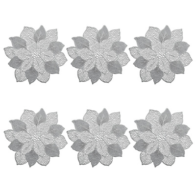 Platzset "Flower", 6er Set, Kunststoff, silber