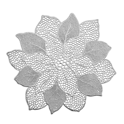 Platzset "Flower", Kunststoff, silber