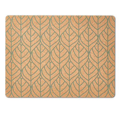 Platzset "Graphic Leaves", Kork, salbeigrün