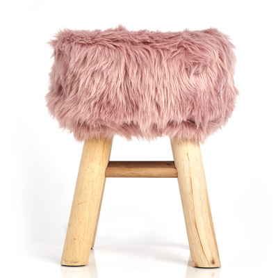 Sitzhocker "Zottel", Holz/Kunstfell, rosa