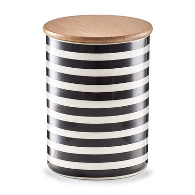 Vorratsdose m. Bambusdeckel "Stripes", Keramik