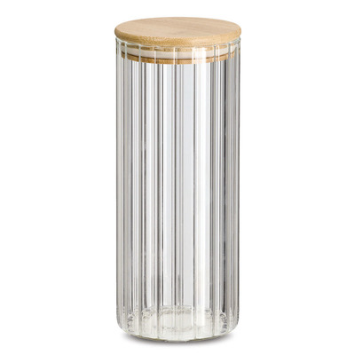 Vorratsglas "Rillen" m. Bambusdeckel, 1100 ml